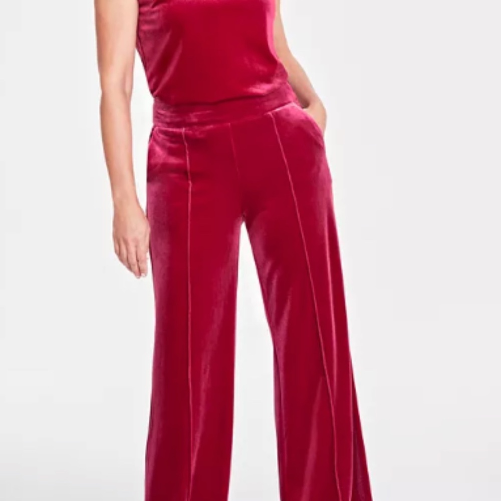 INC Wide Leg Pants in Red Velvet - Size Small